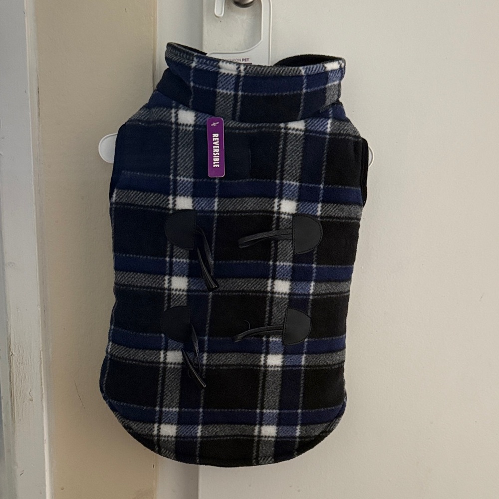 Stylish Blue and Black Plaid Dog Jacket